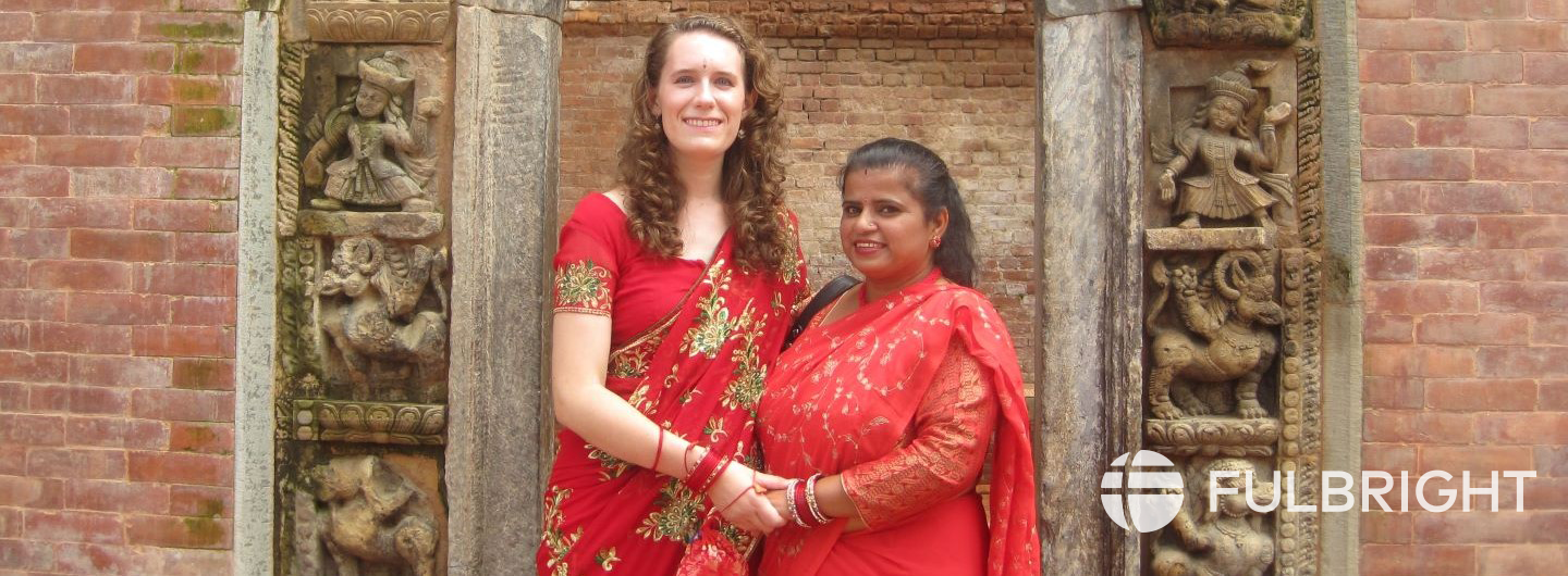 Fulbright student with Nepalese woman